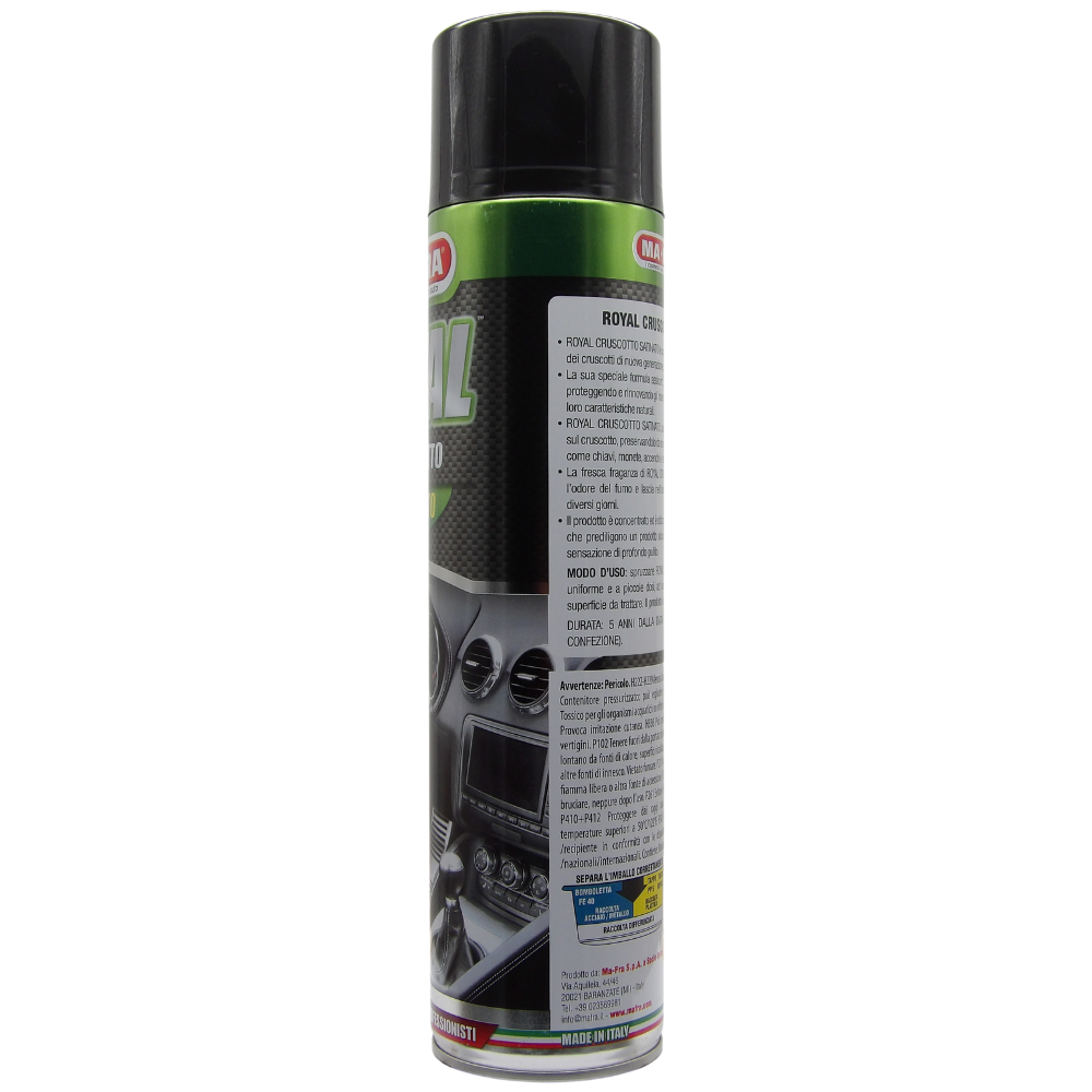 MA-FRA Spray Pulisci Cruscotto Royal Effetto Satinato. Assicura Un Effetto Antistatico sulle Plastiche, Proteggendo e Rinnovando Gli Inserti in Radica e Carbonio 600ml