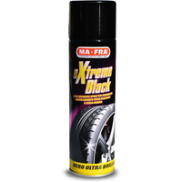 Ma-Fra, Extreme Black, Nero Gomme Spray Ultra Brillante, con Effetto Bagnato, Previene le Screpolature, Resistente a Pioggia e Lavaggi Frequenti, Formato 500ml