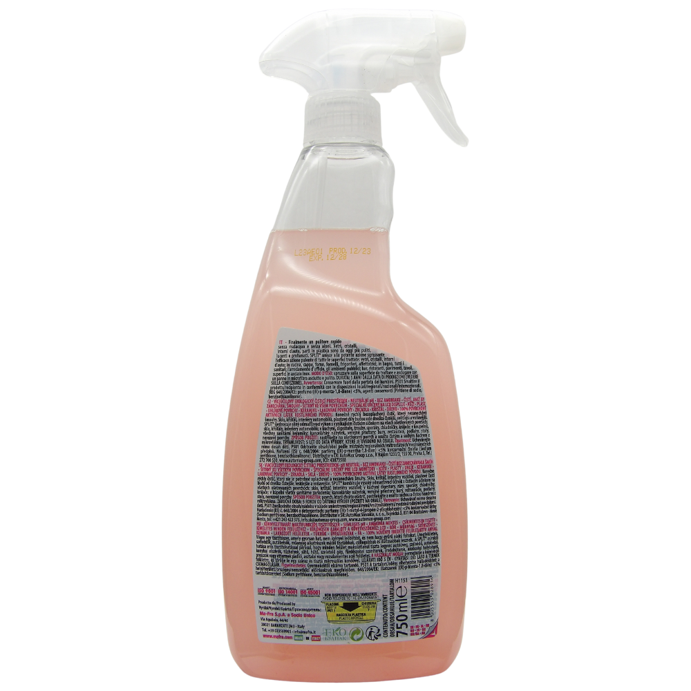 MA-FRA Split Eco Detergente, Pulitore Rapido Multiuso, Senza Risciacquo per la Pulizia di Vetri, Cristalli, Interni Auto e parti in Plastica, Adatto alla Pulizia di Ambienti, Senza Ammoniaca, 750ml