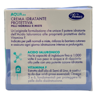 VENUS Crema Viso Idratante AQUA24, Protettiva. Per Pelli Normali e Miste, Con Vitamina F e Acido Ialuronico. Vera Ricarica Di Idratazione, Assicura Freschezza e Luminosità 50ml