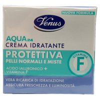 VENUS Crema Viso Idratante AQUA24, Protettiva. Per Pelli Normali e Miste, Con Vitamina F e Acido Ialuronico. Vera Ricarica Di Idratazione, Assicura Freschezza e Luminosità 50ml
