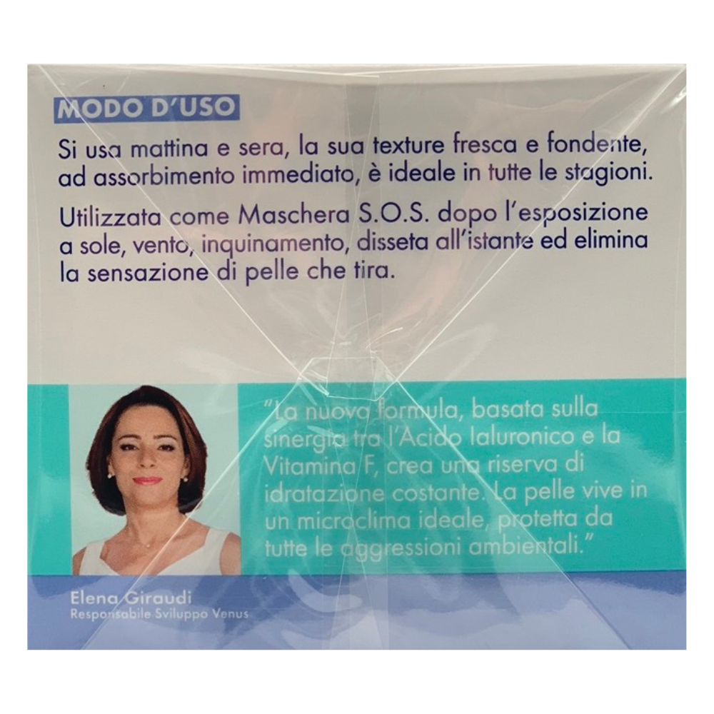 VENUS Crema Viso Idratante AQUA24, Protettiva. Per Pelli Normali e Miste, Con Vitamina F e Acido Ialuronico. Vera Ricarica Di Idratazione, Assicura Freschezza e Luminosità 50ml
