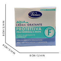 VENUS Crema Viso Idratante AQUA24, Protettiva. Per Pelli Normali e Miste, Con Vitamina F e Acido Ialuronico. Vera Ricarica Di Idratazione, Assicura Freschezza e Luminosità 50ml