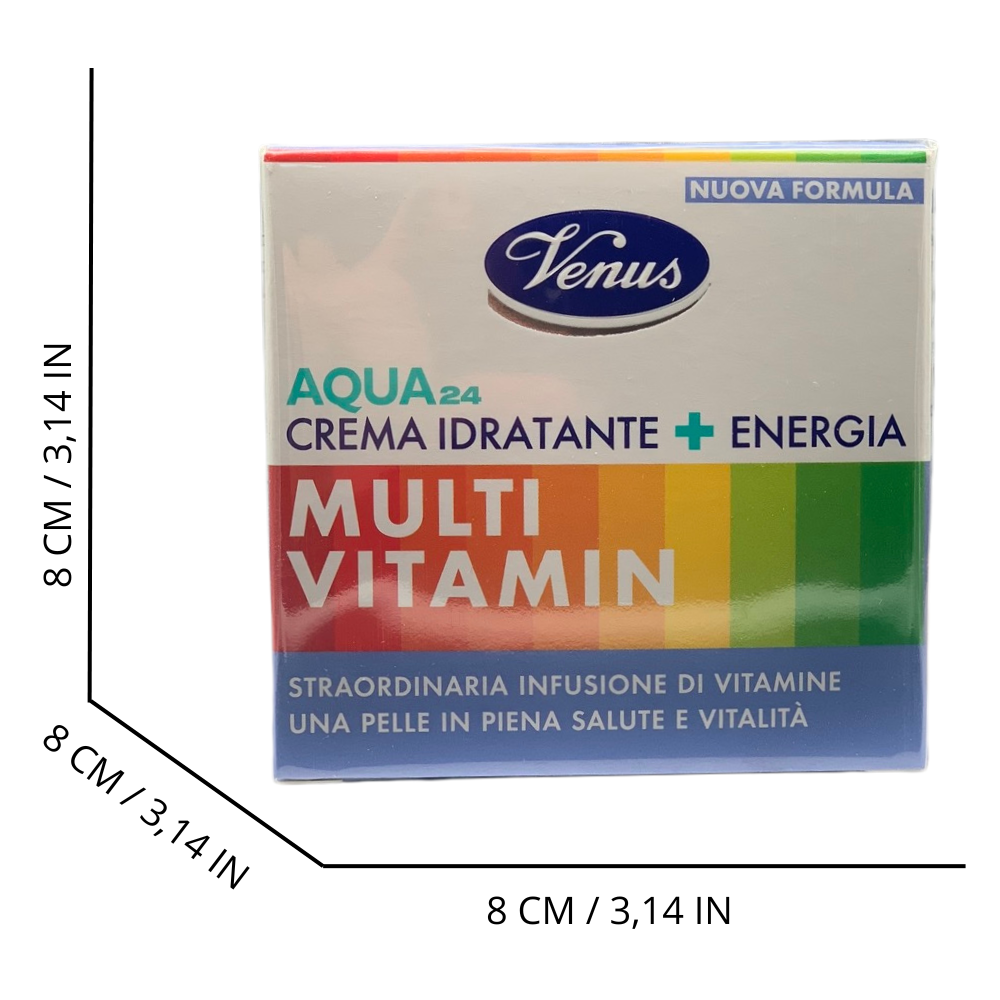 VENUS Crema Idratante+Energia AQUA24 MULTI VITAMIN, Per Una Pelle In Piena Salute e Vitalità. Con Una Straordinaria Infusione Di Vitamine 50ml