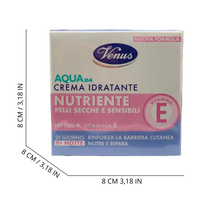 VENUS Crema Idratante Viso AQUA24 NUTRIENTE, Per Pelli Secche e Sensibili. Con Peptidi e Vitamina E. Rinforza La Barriera Cutanea, Nutre e Ripara. Una Sinergia Giorno e Notte 50ml