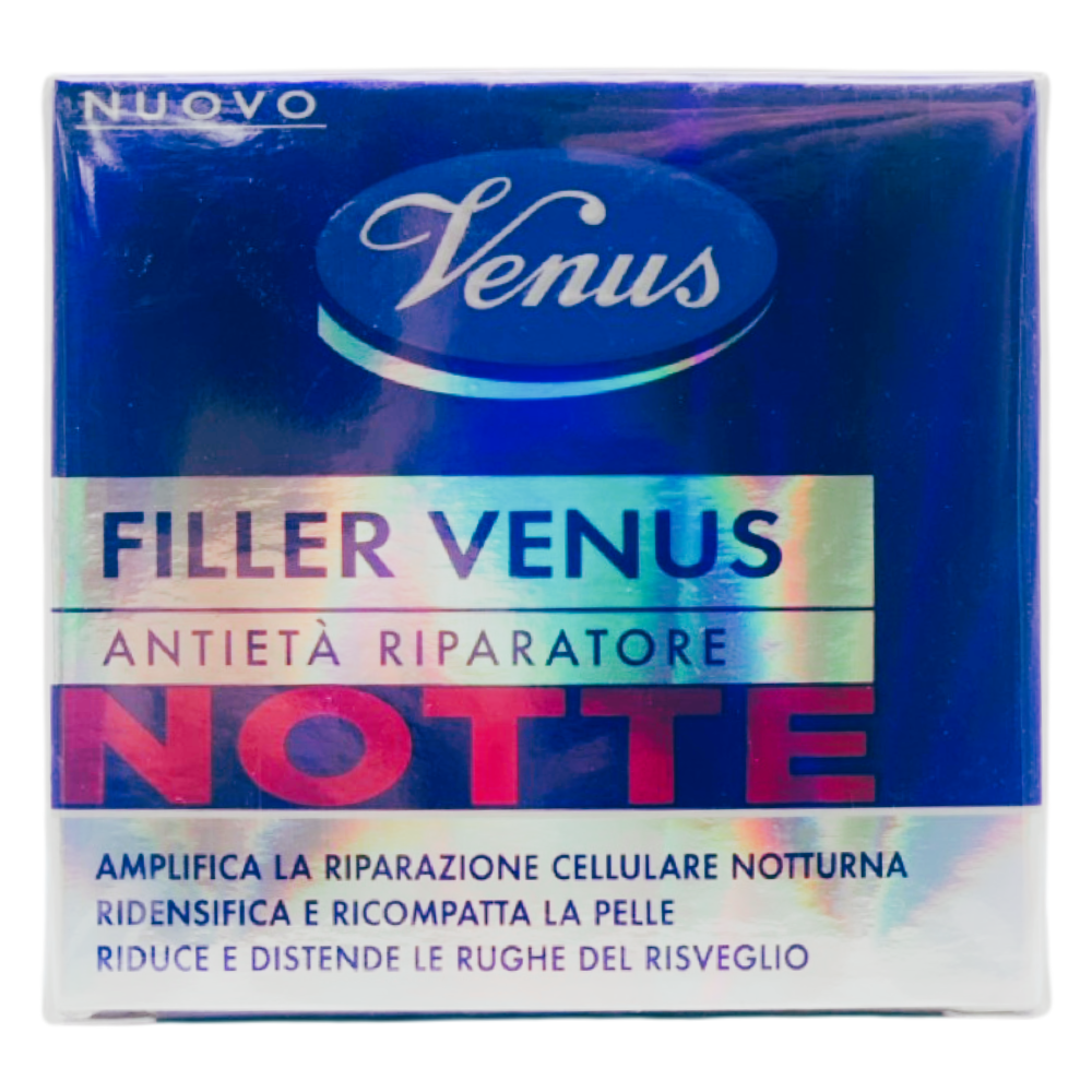 VENUS Crema FILLER Antietà Riparatore Notte, Ridensifica e Ricompatta La Pelle. Riduce e Distende Le Rughe Del Risveglio 50ml