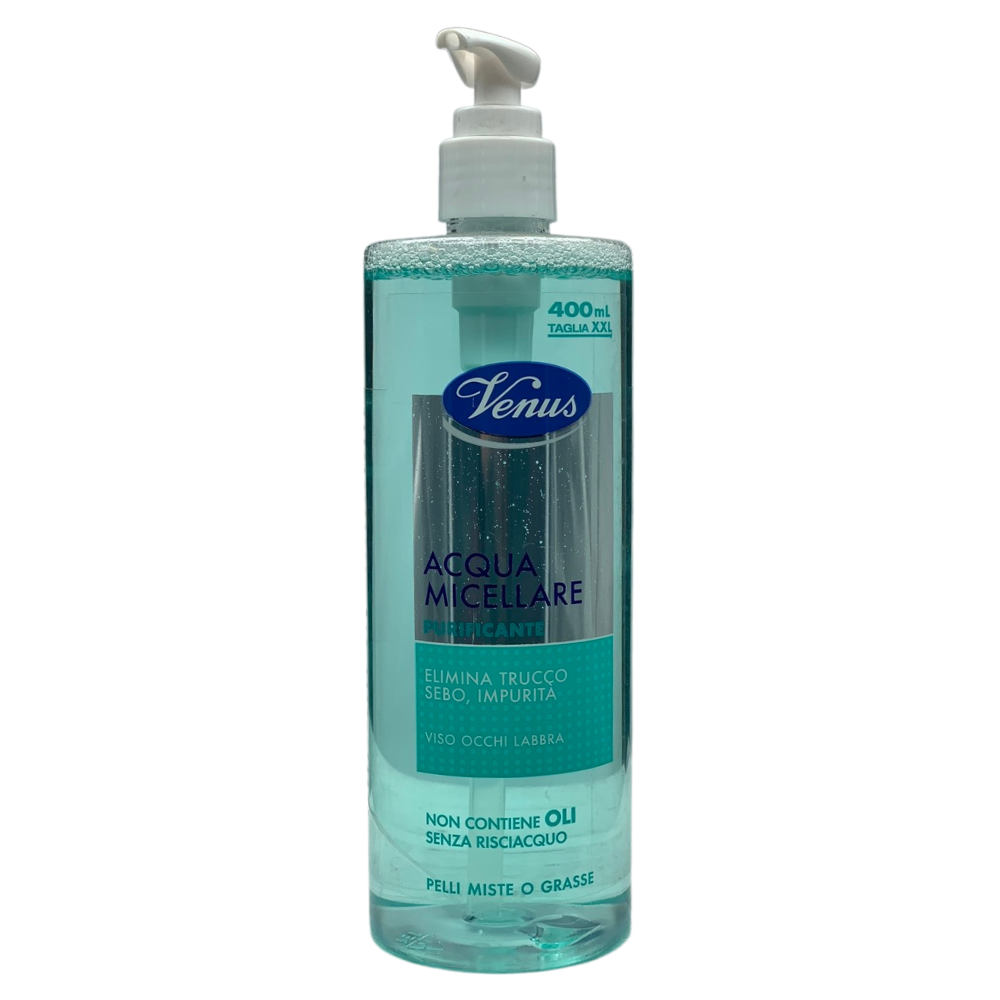 Acqua Micellare PURIFICANTE. Elimina Trucco, Sebo e Impurità. Per Viso, Occhi e labbra. Indicata Per Pelli Miste o Grasse