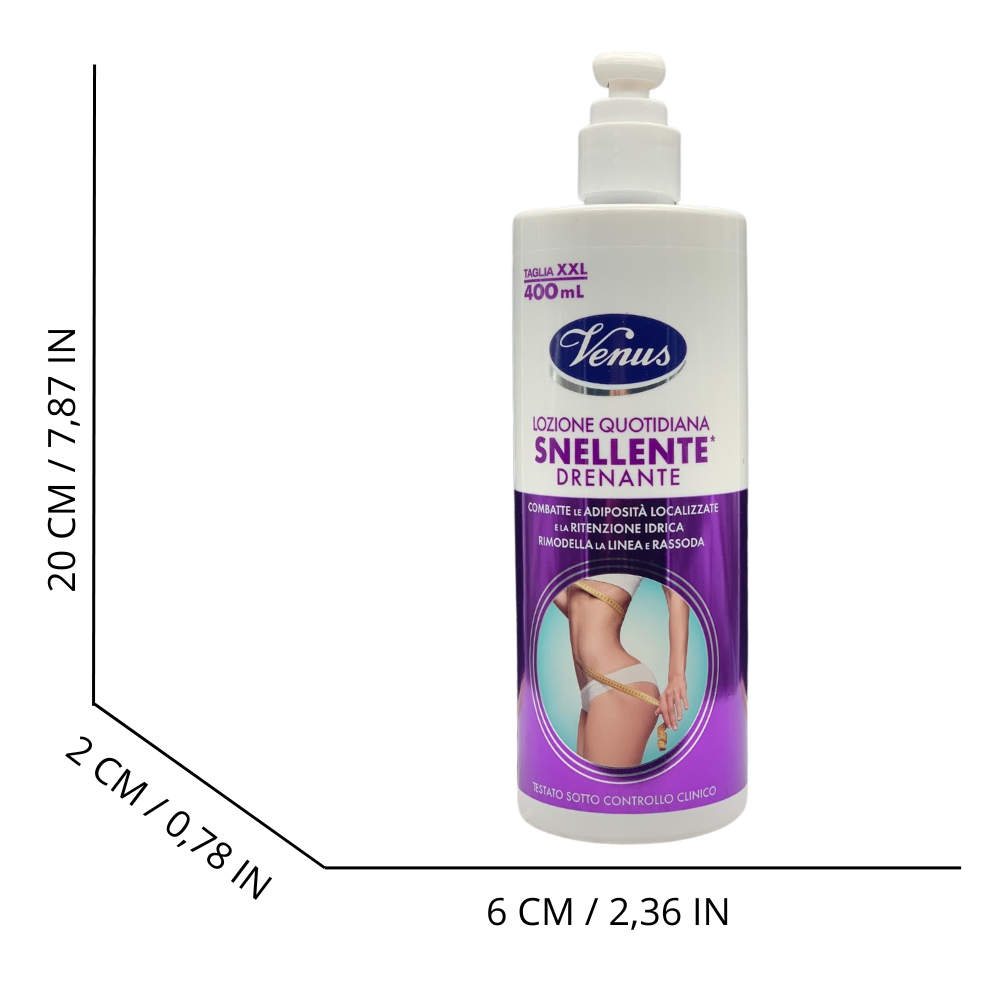 VENUS Trattamento Quotidiano Corpo SNELLENTE Drenante, Combatte Le Adiposità Localizzate e La Ritenzione Idrica. Rimodella La Linea e Rassoda 400ml