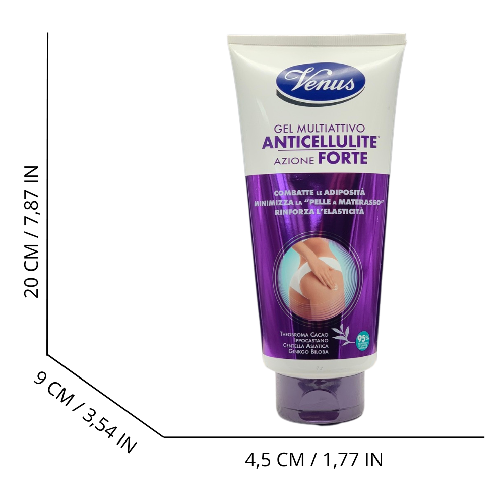 VENUS Gel Multiattivo Anticellulite, Azione Forte. Combatte Le Adiposità, Minimizza La "Pelle a Materasso", Rinforsa L'Elasticità 300ml