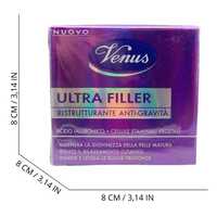 VENUS Crema ULTRA FILLER Ristrutturante Anti-Gravità, Con Acido Ialuronico e Cellule Staminali Vegetali. Rigenera La Pelle, Riduce Il Rilassamento, Riempie e Leviga Le Rughe Profonde 50ml