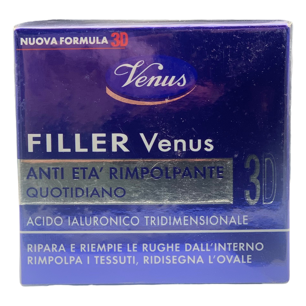 VENUS, Filler 3D Anti-Età Rimpolpante Quotidiano, Con Acido Ialuronico Tridimensionale, Ripara e Riempie Rughe, Ridisegna Contorni e Rassoda, Ideale dai 50 Anni, 50 ml, Clinicamente testato