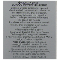 BIOPOINT Shampoo Ravvivante CROMATIX SILVER, Azione Anti-Giallo. Per Capelli Bianchi, Grigi e Biondi. Con Cover Pigment Technology e Estratto Di Malva 200ml