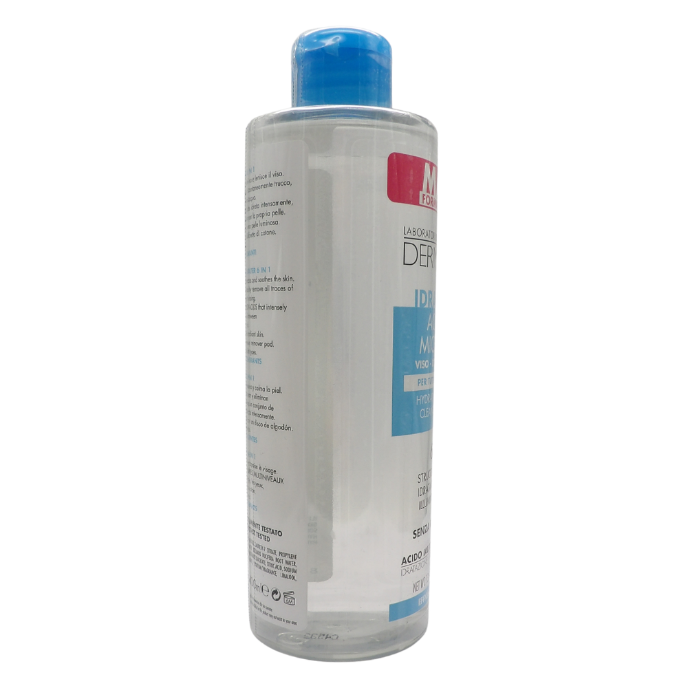 DERMOLAB Acqua Micellare Idratante 6 in 1, per Tutti i Tipi di Pelle, con Acido Ialuronico ed Eufrasia, Effetto Idratante e Luminoso, Deterge in Profondità,