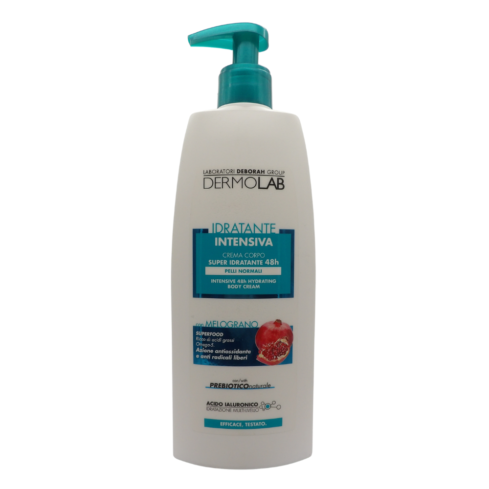 DERMOLAB Crema Corpo IDRATANTE INTENSIVA 48H. Con Melograno, Superfood Ricco Di Acidi Grassi, Omega-5. Azione Antiossidante e Anti Radicali Liberi 400ml
