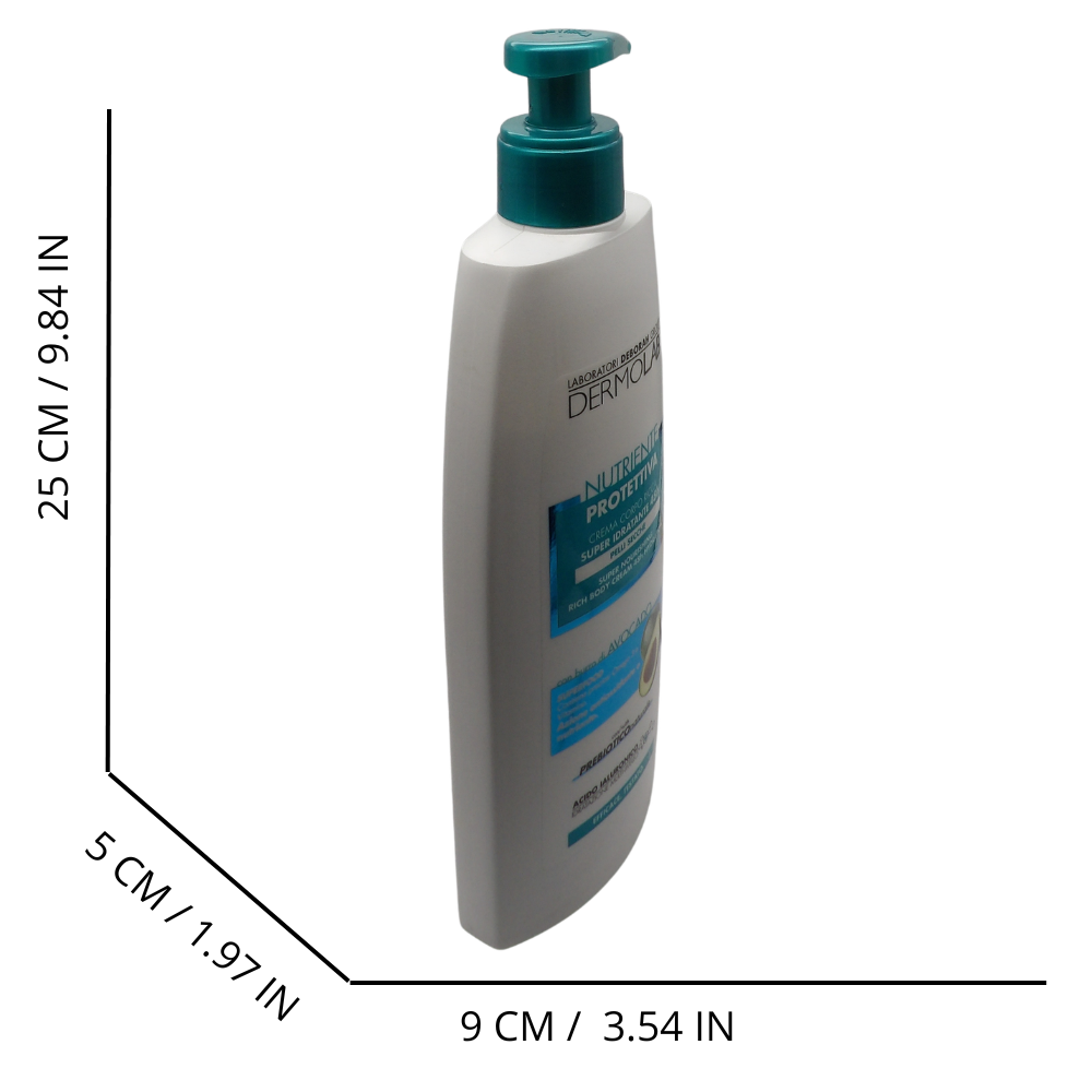 DERMOLAB Crema Corpo Ricca NUTRIENTE PROTETTIVA, Super Idratante 48h. Per Pelli Secche, Con Burro Di Avocado Superfood, Contiene Preziosi Omega 3 e Vitamine 400m