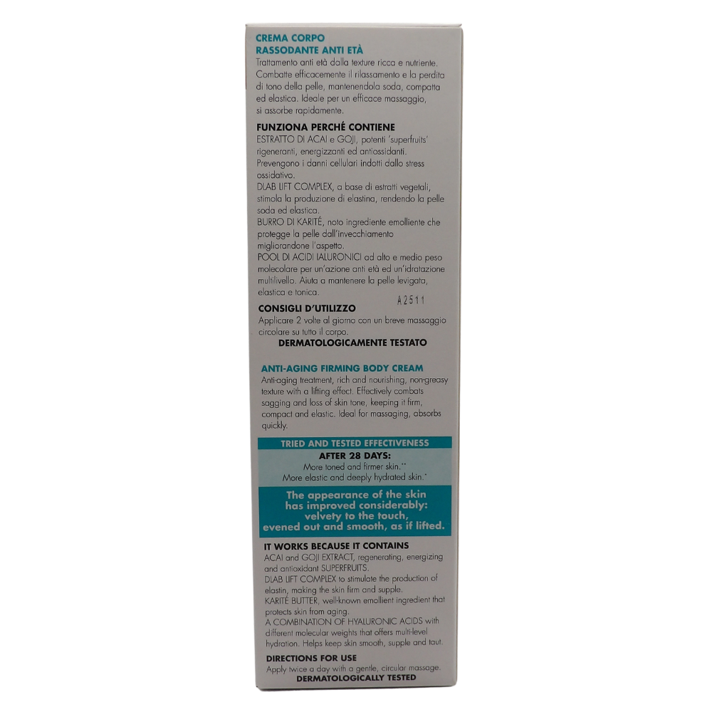 DERMOLAB Crema Corpo Rassodante Anti Età, per Tutti i Tipi di Pelle, Effetto Idratante e Rassodante, Combatte Efficacemente il Rilassamento e la Perdita di Tono, Dermatologicamente Testato, 200 ml