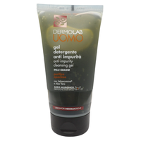 DERMOLAB UOMO Gel Detergente Anti Impurità, per Pelli Grasse, con Pool di Acidi della Frutta e Ialuronici, Effetto Purificante e Opacizzante, Dermatologicamente Testato, 150 ml