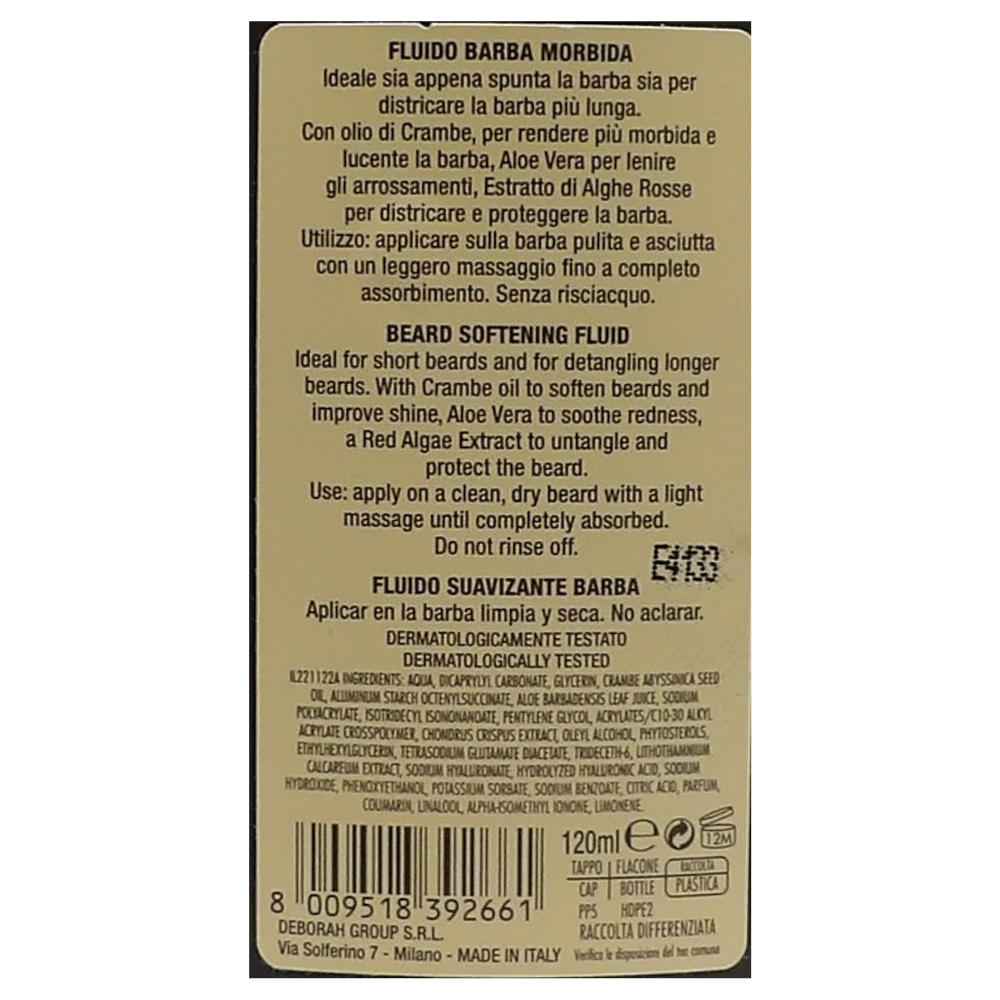 DERMOLAB UOMO Fluido Barba Morbida, ad Azione Districante, Lenitiva e Idratante, 120 ml