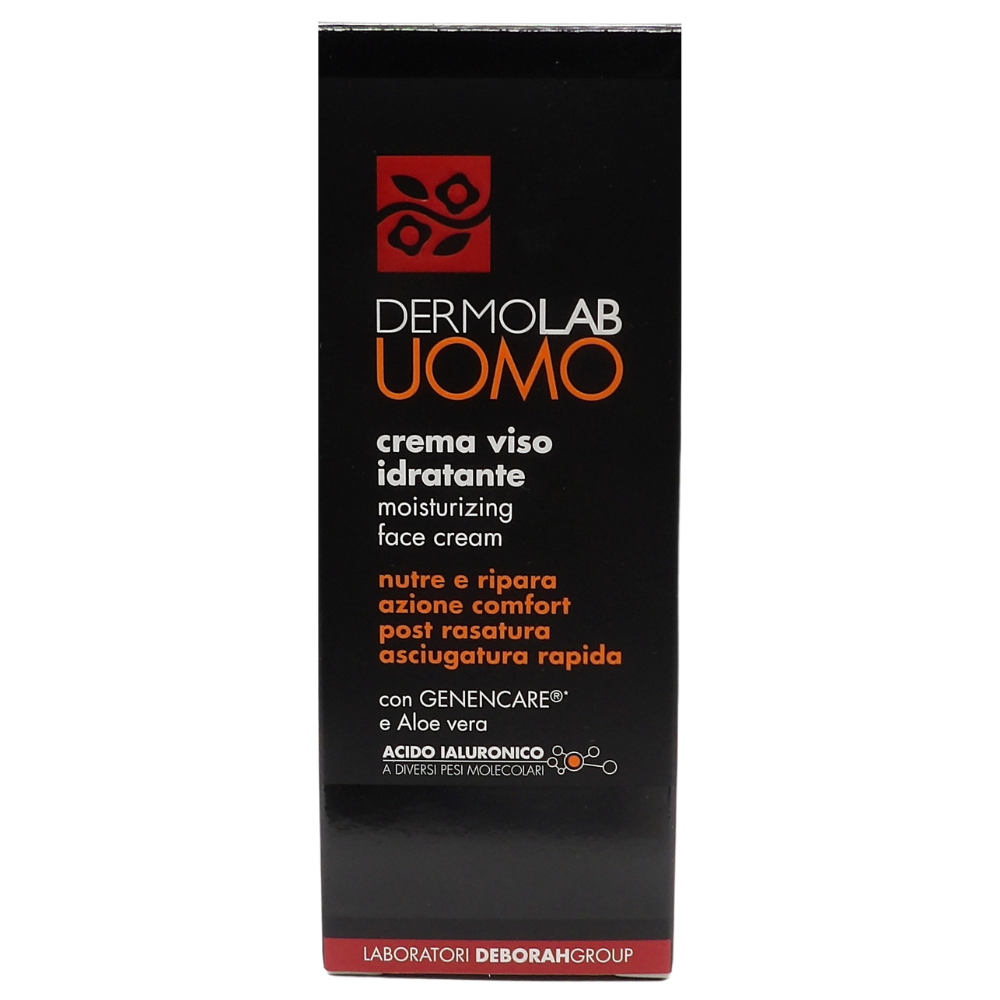 DERMOLAB UOMO Crema Viso Idratante, per Tutti i Tipi di Pelle, con Aloe Vera e Olio di Cocco Idrogenato, Effetto Idratante e Rigenerante, Previene l'Invecchiamento, Dermatologicamente Testato, 50 ml