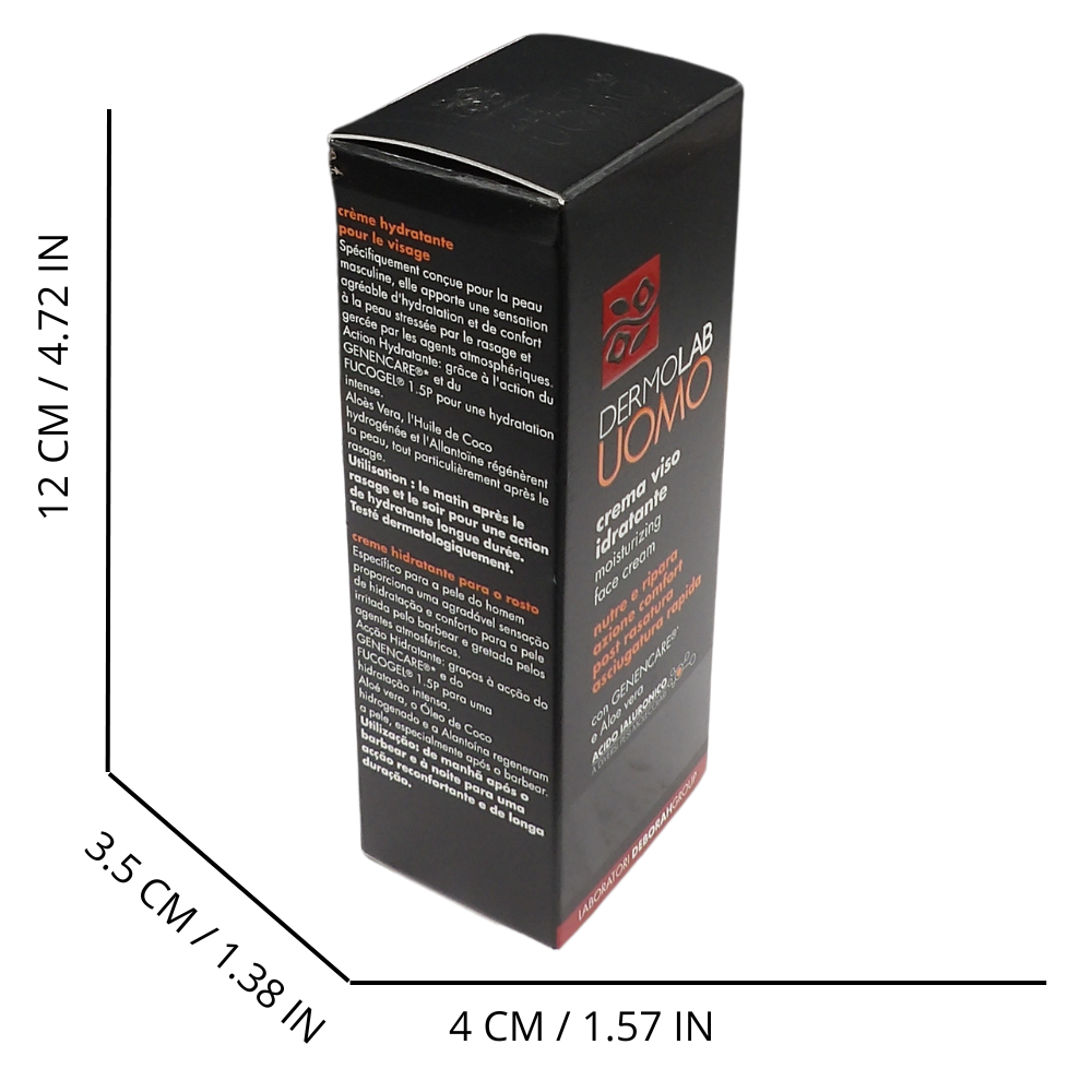 DERMOLAB UOMO Crema Viso Idratante, per Tutti i Tipi di Pelle, con Aloe Vera e Olio di Cocco Idrogenato, Effetto Idratante e Rigenerante, Previene l'Invecchiamento, Dermatologicamente Testato, 50 ml
