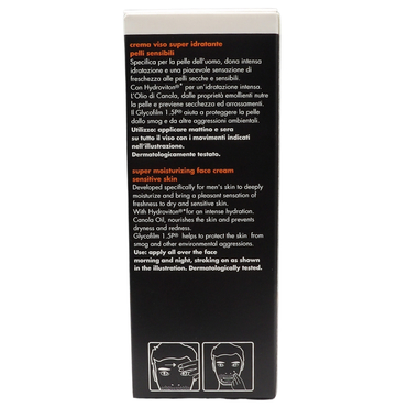 DERMOLAB UOMO Crema Viso Super Idratante, per Pelli Sensibili, con Acido Ialuronico e Olio di Canola, Effetto Protettivo, Previene Secchezza e Irritazioni, Dermatologicamente Testato, 50 ml