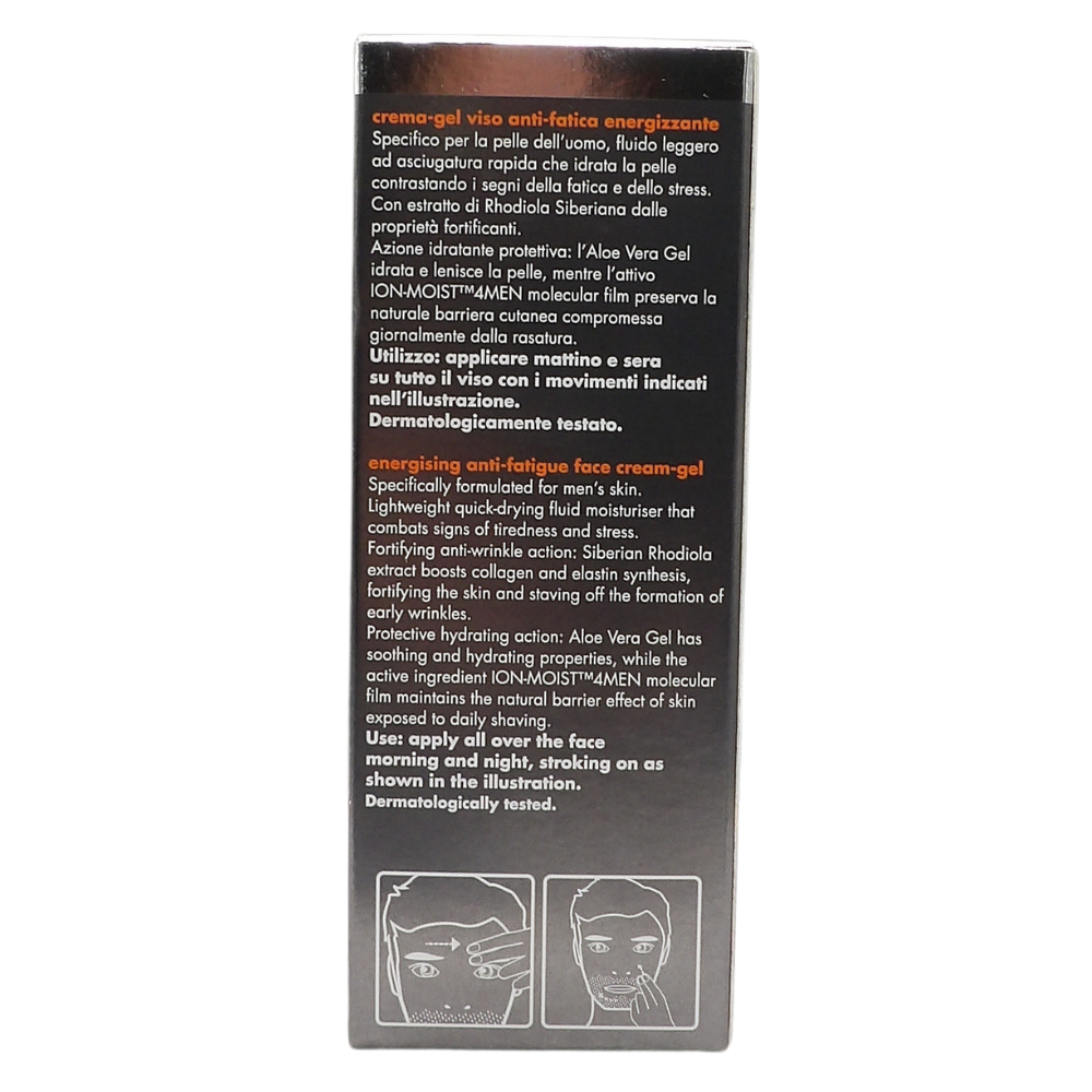DERMOLAB UOMO Crema Gel Anti-Fatica Energizzante, per Tutti i Tipi di Pelle, con Aloe Vera e Acido Ialuronico, Effetto Idratante e Fortificante, Contrasta le Rughe, Dermatologicamente Testato, 50 ml