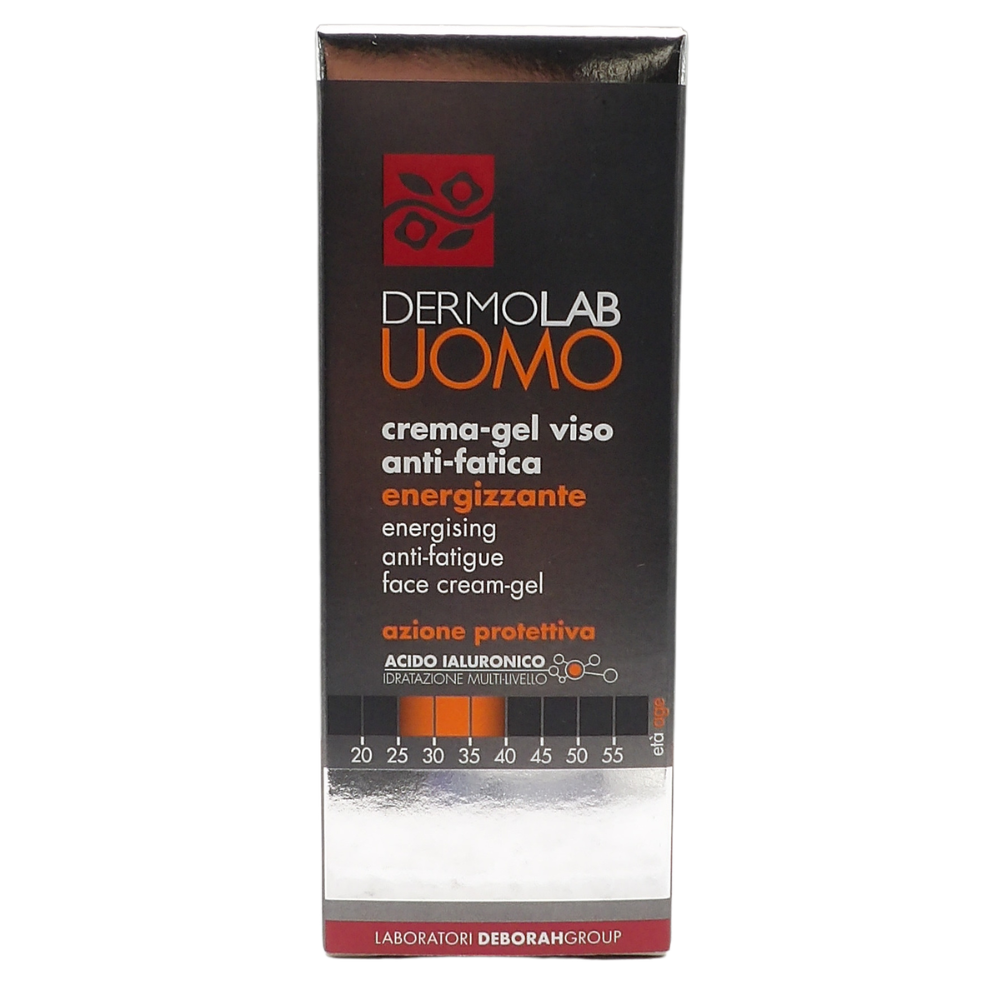 DERMOLAB UOMO Crema Gel Anti-Fatica Energizzante, per Tutti i Tipi di Pelle, con Aloe Vera e Acido Ialuronico, Effetto Idratante e Fortificante, Contrasta le Rughe, Dermatologicamente Testato, 50 ml