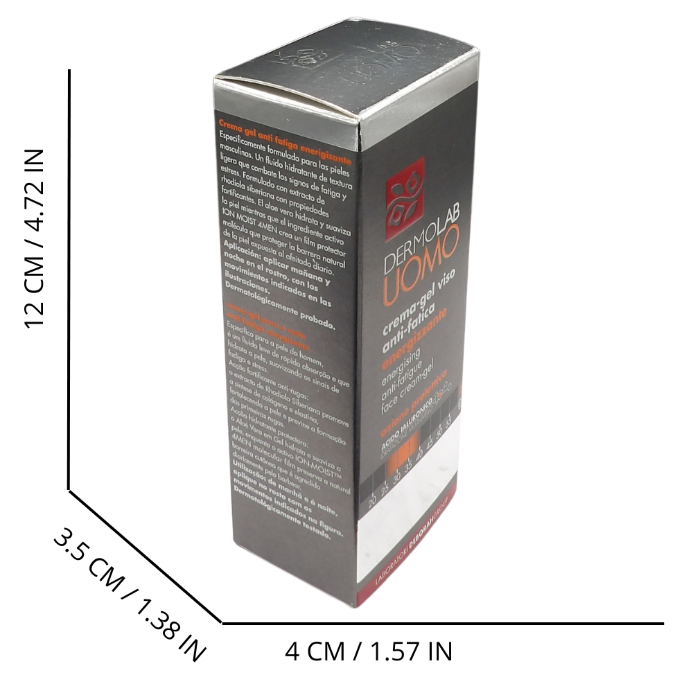 DERMOLAB UOMO Crema Gel Anti-Fatica Energizzante, per Tutti i Tipi di Pelle, con Aloe Vera e Acido Ialuronico, Effetto Idratante e Fortificante, Contrasta le Rughe, Dermatologicamente Testato, 50 ml