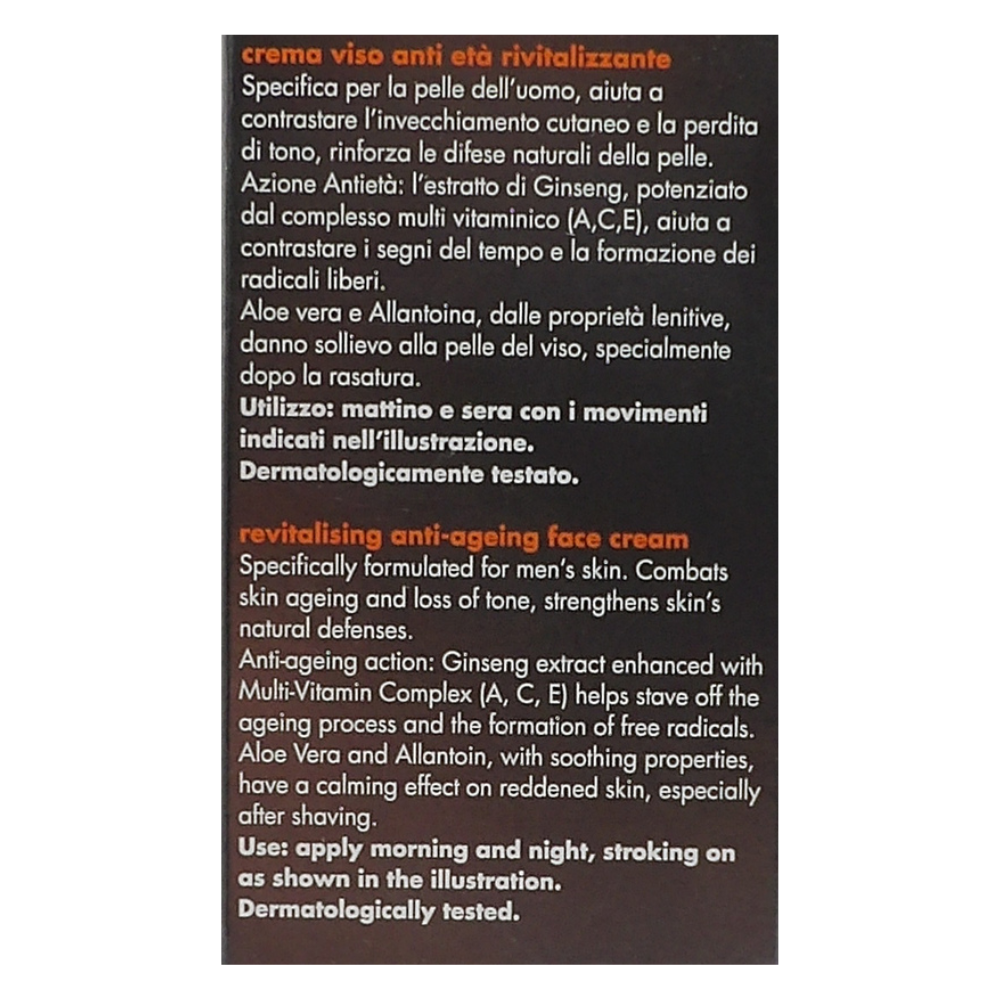 DERMOLAB UOMO Crema Viso Antietà Rivitalizzante, con Aloe Vera e Acido Ialuronico, Effetto Tonificante e Rigenerante, Contrasta l’Invecchiamento Cutaneo, Dermatologicamente Testato, 50 ml