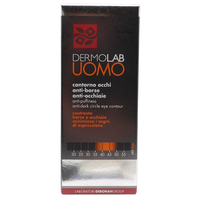 DERMOLAB UOMO Crema Contorno Occhi Anti-Borse e Occhiaie, per Tutti i Tipi di Pelle, con Acido Ialuronico e Aloe Vera, Effetto Idratante, Leviga le Piccole Rughe, Dermatologicamente Testato, 15 ml