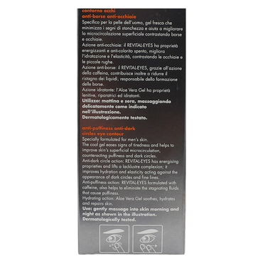 DERMOLAB UOMO Crema Contorno Occhi Anti-Borse e Occhiaie, per Tutti i Tipi di Pelle, con Acido Ialuronico e Aloe Vera, Effetto Idratante, Leviga le Piccole Rughe, Dermatologicamente Testato, 15 ml
