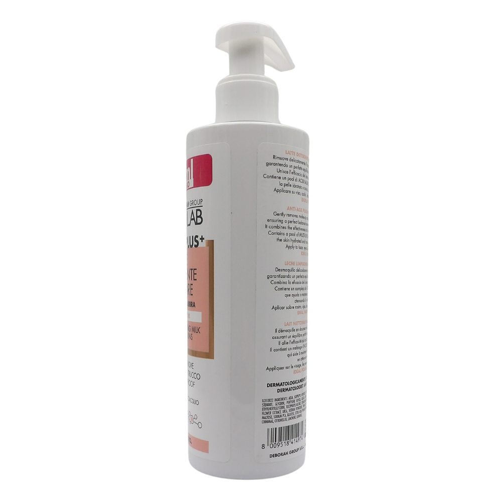 DERMOLAB Latte Detergente Viso Micellare Antiage Plus, per Pelli Mature, con Pool di Acido Ialuronico, Deterge in Profondità e Minimizza le Rughe, Dermatologicamente Testato, 200 ml