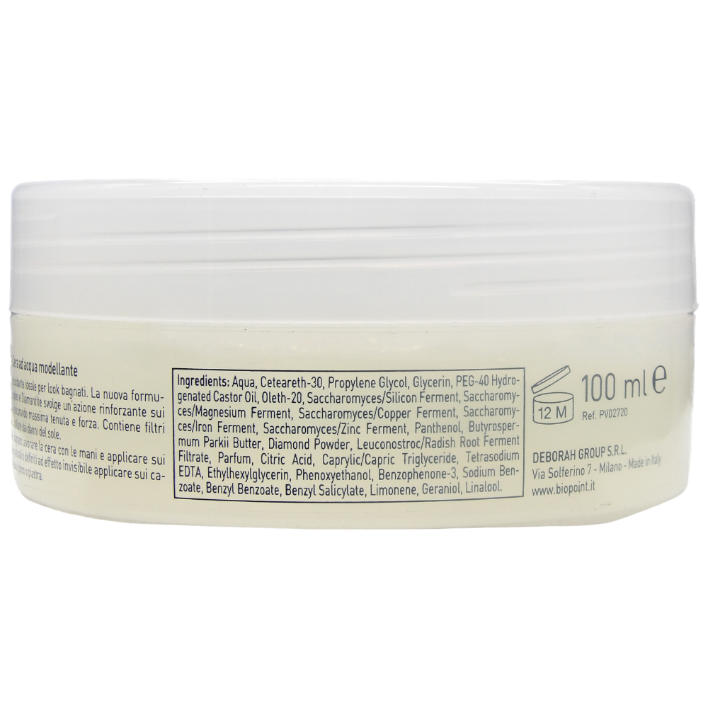 Biopoint Styling - Aqua Wax, Cera Modellante e Lucidante a Base d’Acqua, Fissaggio Forte, Azione Idratante e Fortificante, Ideale per Look Bagnati, 100 ml