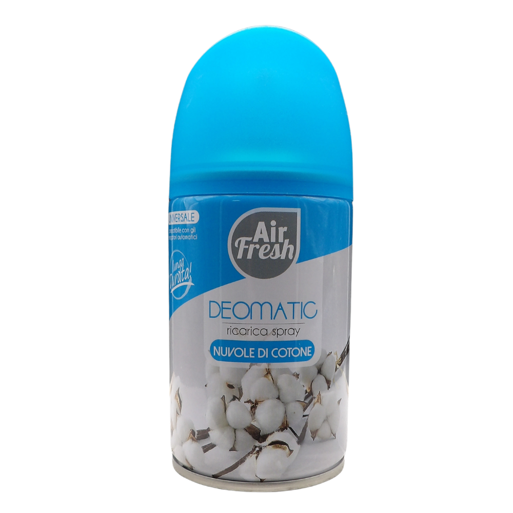AIR FRESH Ricarica Spray Compatibile con gli Erogatori Automatici, Ideato per Donare ai Tuoi Ambienti un Piacevole Profumo, 250ml, Disponibile in Diverse Fragranze (Nuvole di Cotone)
