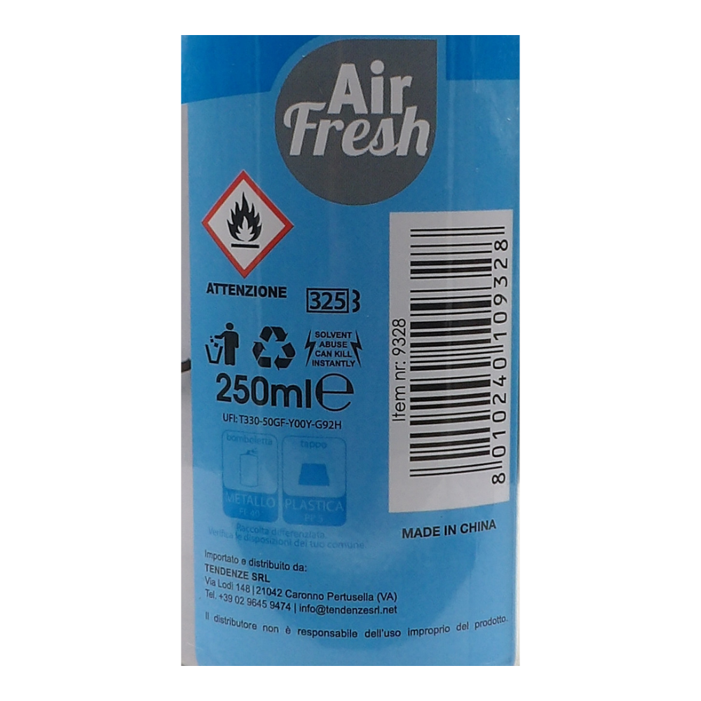 AIR FRESH Ricarica Spray Compatibile con gli Erogatori Automatici, Ideato per Donare ai Tuoi Ambienti un Piacevole Profumo, 250ml, Disponibile in Diverse Fragranze (Nuvole di Cotone)