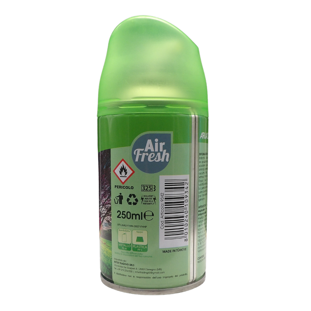 AIR FRESH Ricarica Spray Compatibile con gli Erogatori Automatici, Ideato per Donare ai Tuoi Ambienti un Piacevole Profumo, 250ml, Disponibile in Diverse Fragranze (Aria di Primavera)