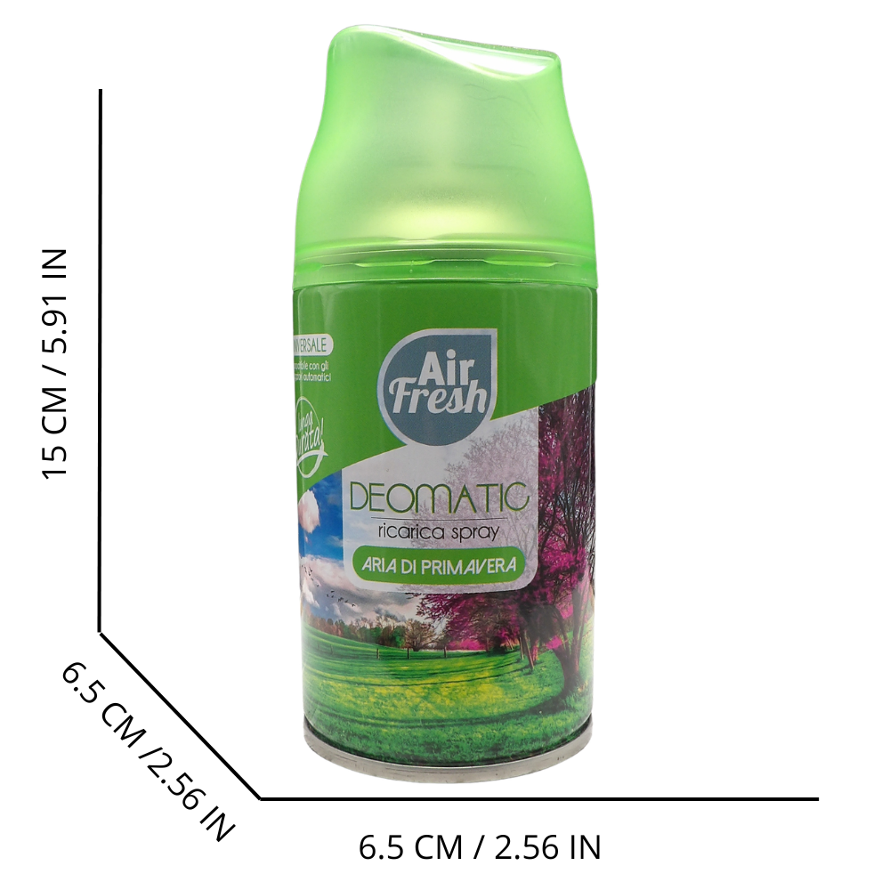 AIR FRESH Ricarica Spray Compatibile con gli Erogatori Automatici, Ideato per Donare ai Tuoi Ambienti un Piacevole Profumo, 250ml, Disponibile in Diverse Fragranze (Aria di Primavera)