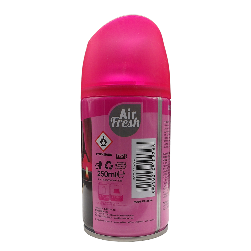 AIR FRESH Ricarica Spray Compatibile con gli Erogatori Automatici, Ideato per Donare ai Tuoi Ambienti un Piacevole Profumo, 250ml, Disponibile in Diverse Fragranze (Relaxing Zen)