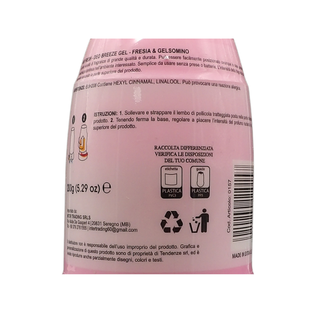 AIR FRESH Deodorante Per Ambiente DEO BREEZE Gel, Neutralizza Gli Odori. Disponibile In Diverse Varietà Di Fragranze, 45 Giorni Di Intenso Profumo 200g (FRESIA & GELSOMINO)