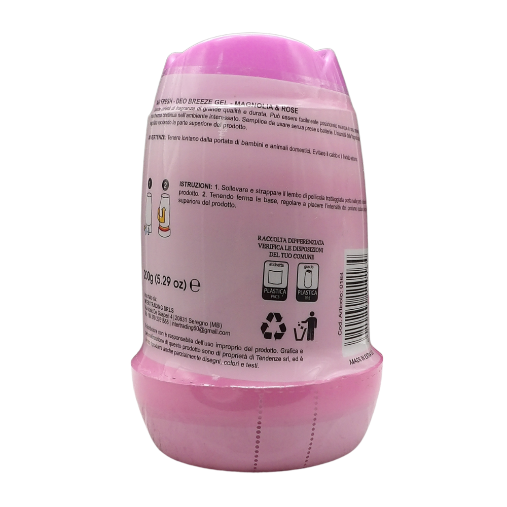 AIR FRESH Deodorante Per Ambiente DEO BREEZE Gel, Neutralizza Gli Odori. Disponibile In Diverse Varietà Di Fragranze, 45 Giorni Di Intenso Profumo 200g (MAGNOLIA & ROSE)