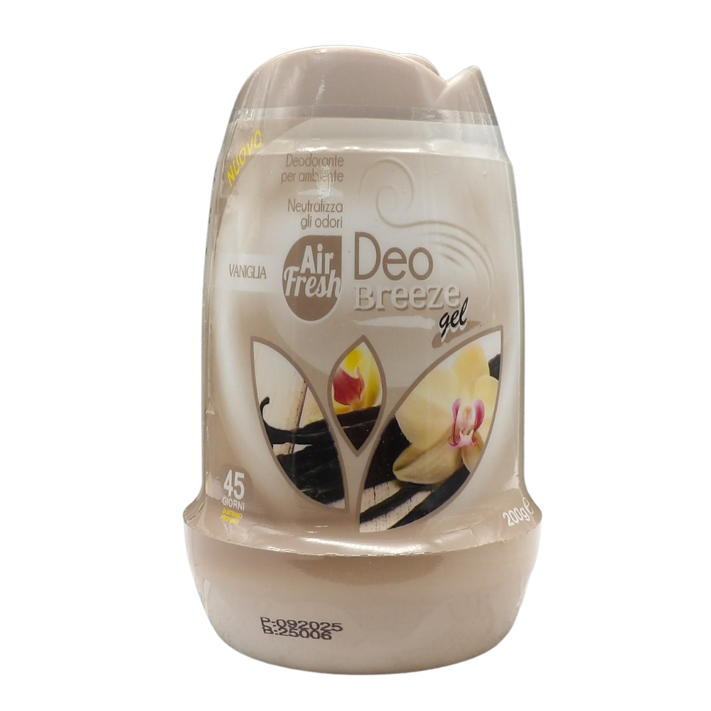 AIR FRESH Deodorante Per Ambiente DEO BREEZE Gel, Neutralizza Gli Odori. Disponibile In Diverse Varietà Di Fragranze, 45 Giorni Di Intenso Profumo 200g (VANIGLIA)