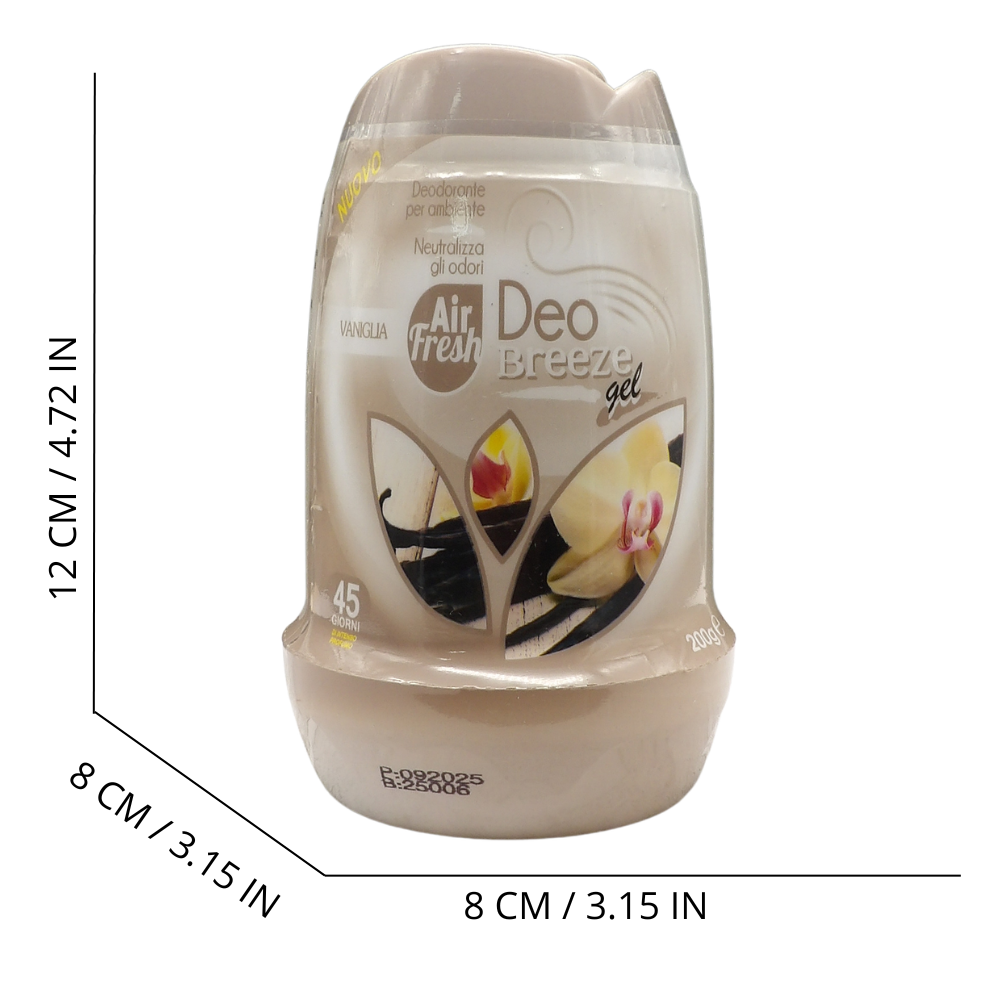 AIR FRESH Deodorante Per Ambiente DEO BREEZE Gel, Neutralizza Gli Odori. Disponibile In Diverse Varietà Di Fragranze, 45 Giorni Di Intenso Profumo 200g (VANIGLIA)