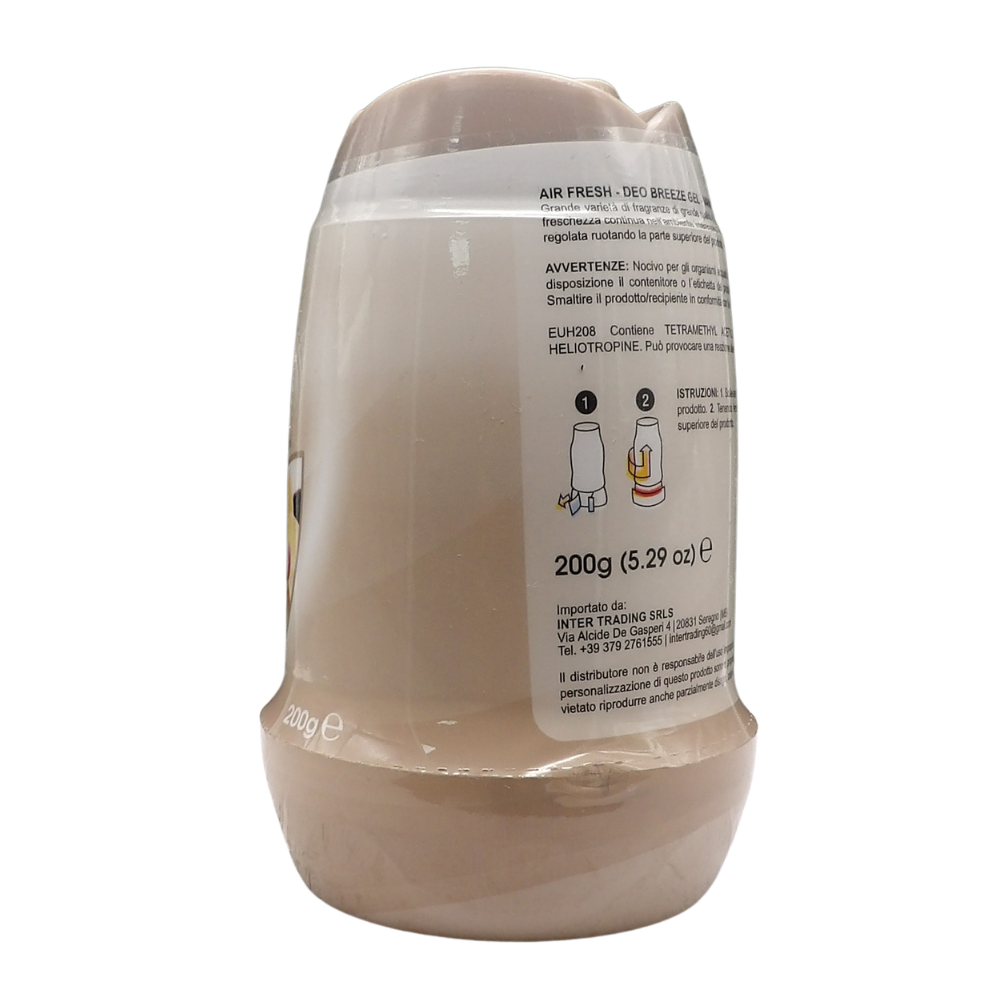 AIR FRESH Deodorante Per Ambiente DEO BREEZE Gel, Neutralizza Gli Odori. Disponibile In Diverse Varietà Di Fragranze, 45 Giorni Di Intenso Profumo 200g (VANIGLIA)