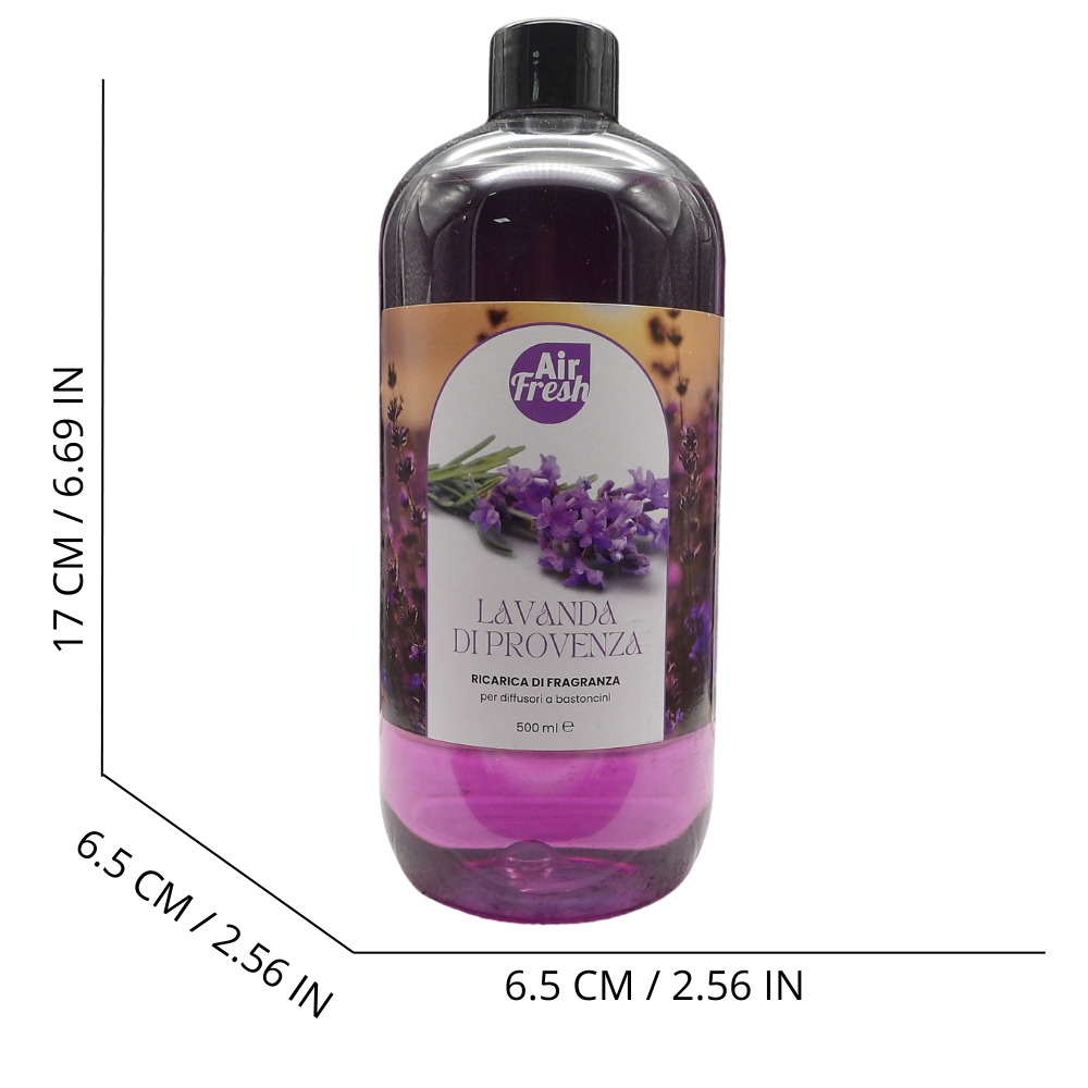AIR FRESH Ricarica Per Diffusore a Bastoncini, Disponibile In Diverse Fragranze Corpose Ed Avvolgenti. Ideale Per Profumare Tutti Gli Ambienti 500ml (LAVANDA DI PROVENZA)