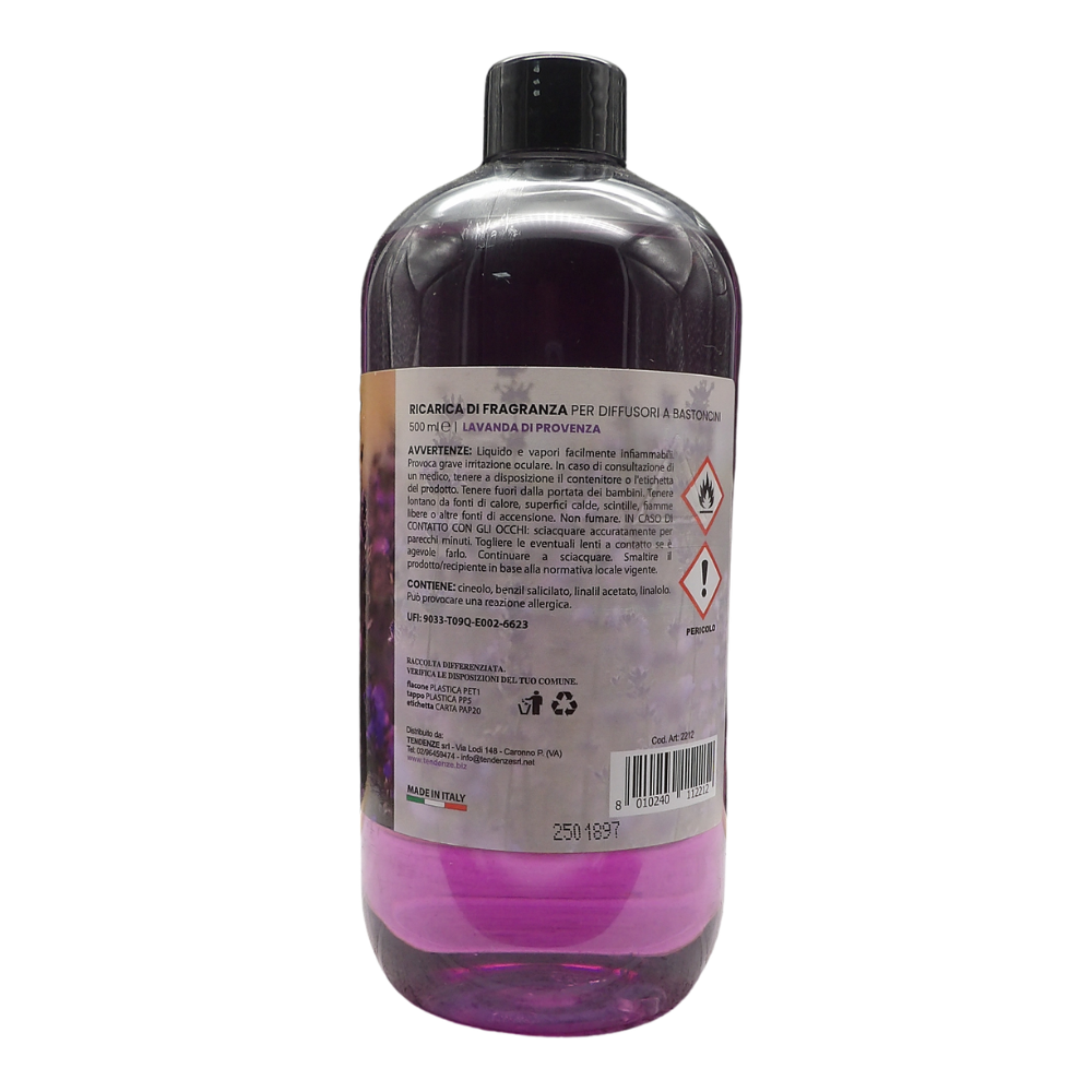 AIR FRESH Ricarica Per Diffusore a Bastoncini, Disponibile In Diverse Fragranze Corpose Ed Avvolgenti. Ideale Per Profumare Tutti Gli Ambienti 500ml (LAVANDA DI PROVENZA)