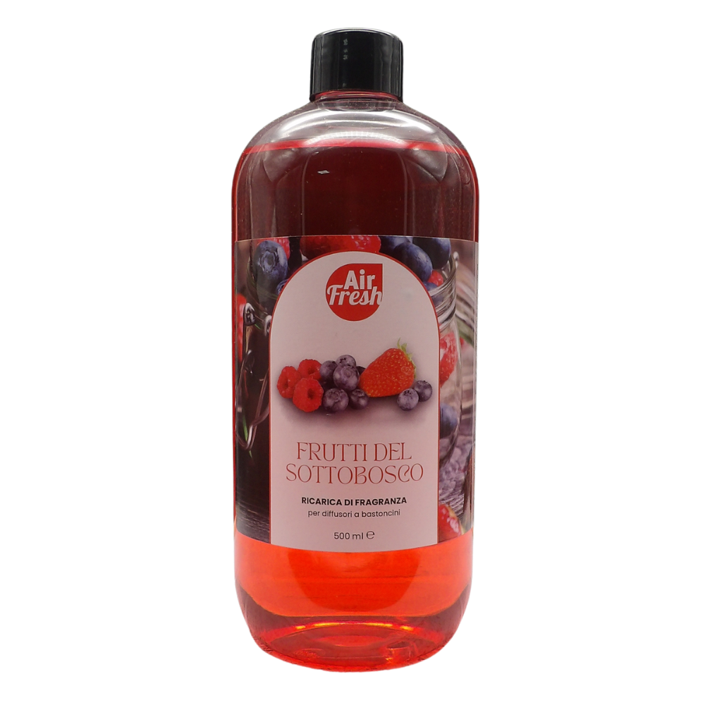 AIR FRESH Ricarica Per Diffusore a Bastoncini, Disponibile In Diverse Fragranze Corpose Ed Avvolgenti. Ideale Per Profumare Tutti Gli Ambienti 500ml (FRUTTI DEL SOTTOBOSCO)