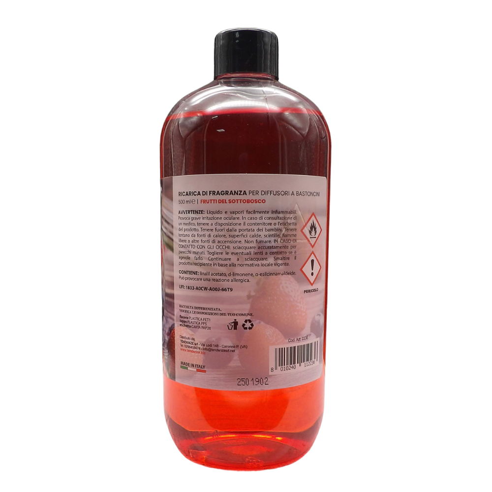 AIR FRESH Ricarica Per Diffusore a Bastoncini, Disponibile In Diverse Fragranze Corpose Ed Avvolgenti. Ideale Per Profumare Tutti Gli Ambienti 500ml (FRUTTI DEL SOTTOBOSCO)