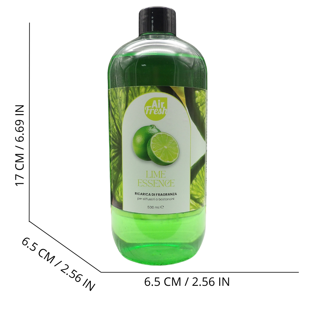 AIR FRESH Ricarica Per Diffusore a Bastoncini, Disponibile In Diverse Fragranze Corpose Ed Avvolgenti. Ideale Per Profumare Tutti Gli Ambienti 500ml (LIME ESSENCE)