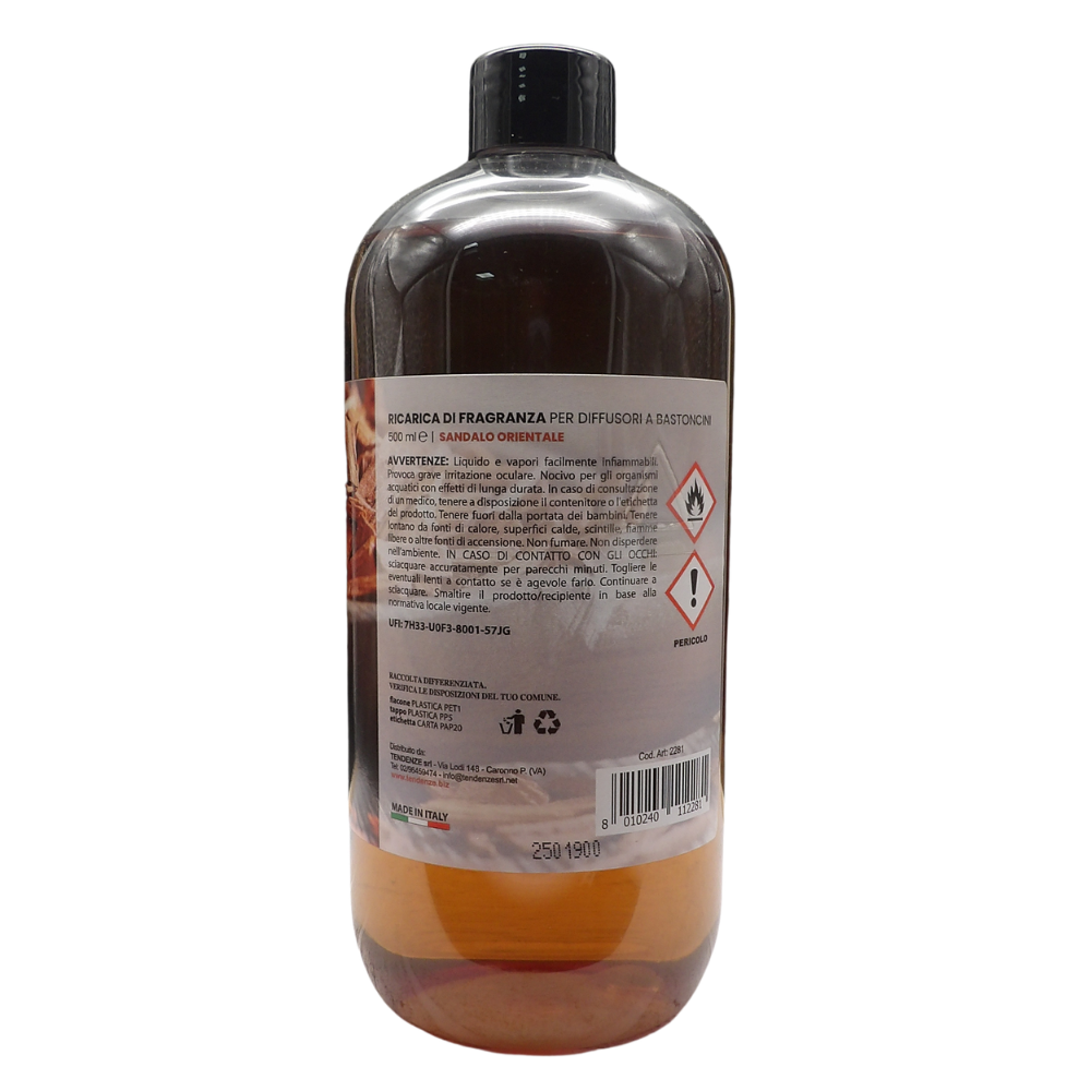 AIR FRESH Ricarica Per Diffusore a Bastoncini, Disponibile In Diverse Fragranze Corpose Ed Avvolgenti. Ideale Per Profumare Tutti Gli Ambienti 500ml (SANDALO ORIENTALE)