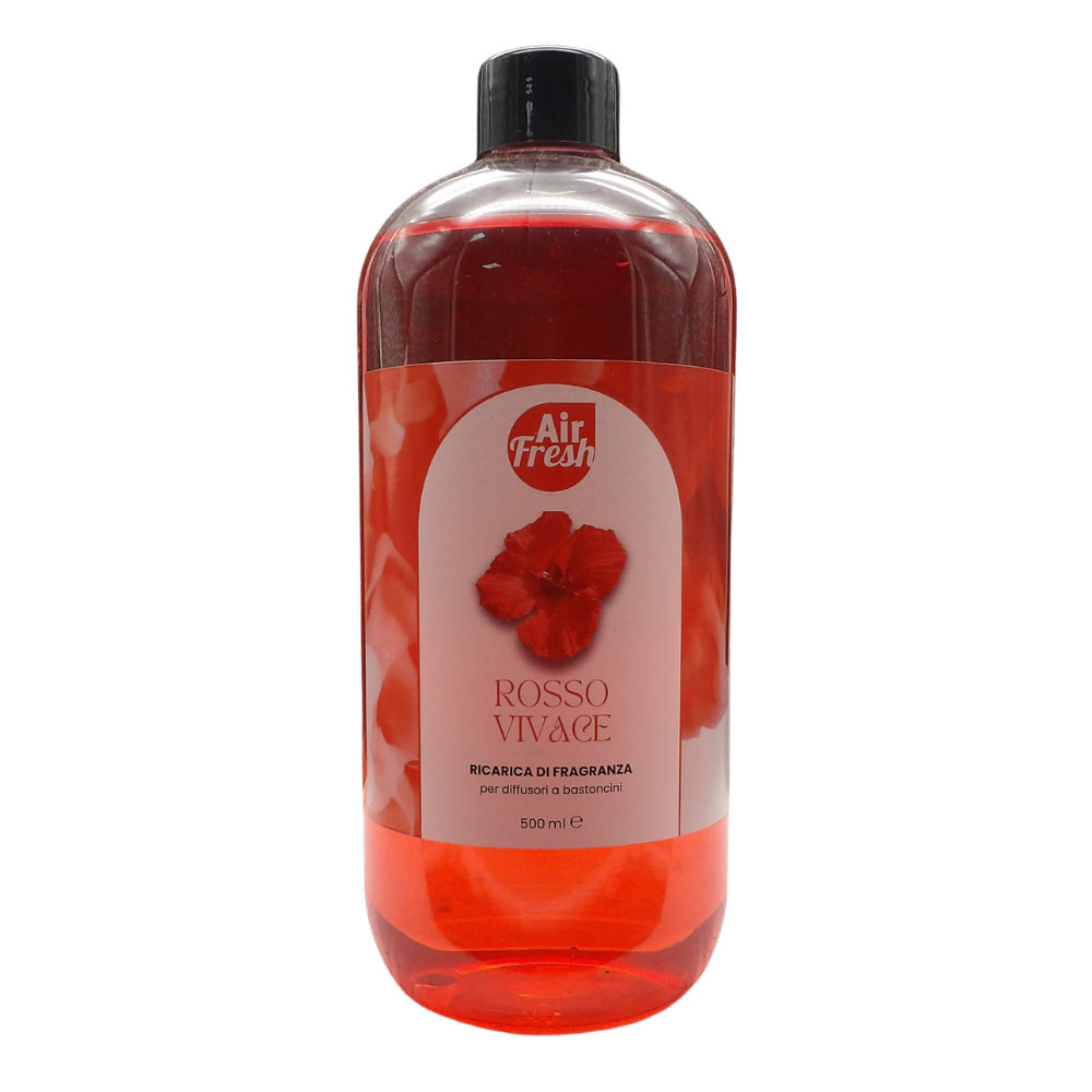 AIR FRESH Ricarica Per Diffusore a Bastoncini, Disponibile In Diverse Fragranze Corpose Ed Avvolgenti. Ideale Per Profumare Tutti Gli Ambienti 500ml (ROSSO VIVACE)